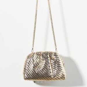 NWOT Anthropologie The Frankie Clutch in Gold Woven